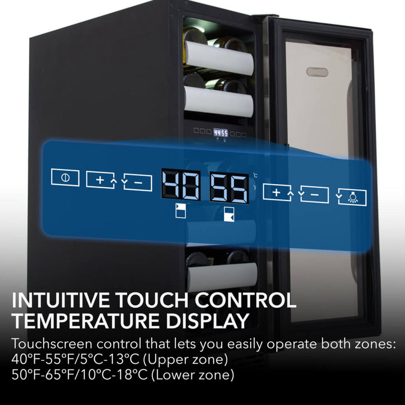 Whynter BWR‑171DS 17‑Bottle Dual Zone Built‑In Wine Cooler – Stainless Steel Trim, Compressor, Dual‑Zone Whynter