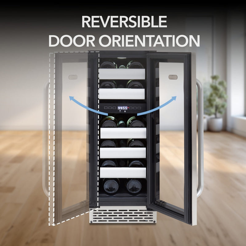 Whynter BWR‑171DS 17‑Bottle Dual Zone Built‑In Wine Cooler – Stainless Steel Trim, Compressor, Dual‑Zone Whynter
