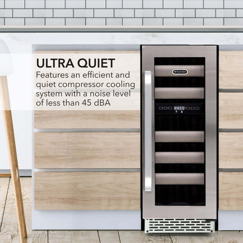 Whynter BWR‑171DS 17‑Bottle Dual Zone Built‑In Wine Cooler – Stainless Steel Trim, Compressor, Dual‑Zone Whynter