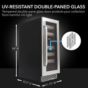 Whynter BWR‑171DS 17‑Bottle Dual Zone Built‑In Wine Cooler – Stainless Steel Trim, Compressor, Dual‑Zone Whynter