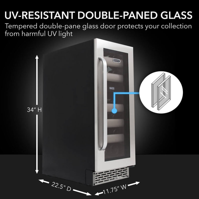 Whynter BWR‑171DS 17‑Bottle Dual Zone Built‑In Wine Cooler – Stainless Steel Trim, Compressor, Dual‑Zone Whynter