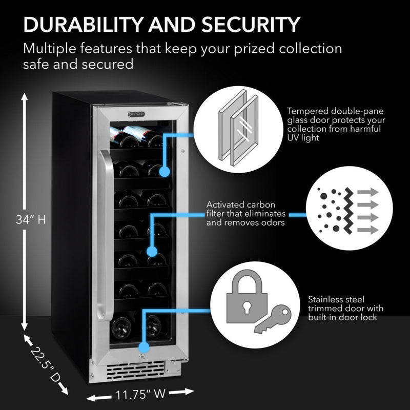 Whynter BWR‑208SB 20‑Bottle Undercounter Wine Refrigerator – Stainless Steel Trimmed Door Whynter