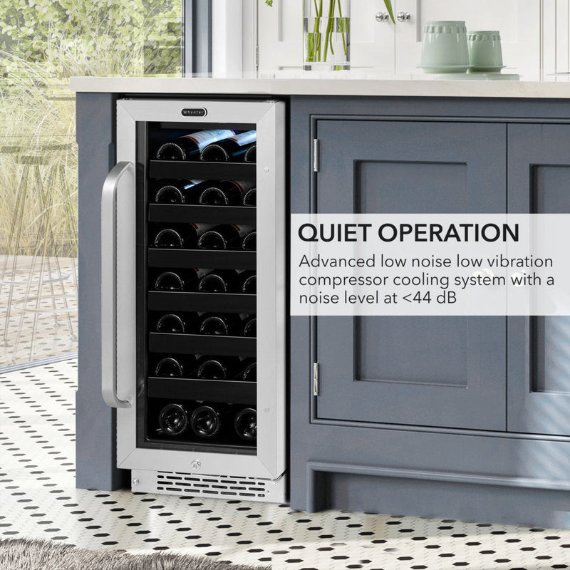 Whynter BWR‑308SB 15″ Built‑In/Undercounter 33‑Bottle Wine Refrigerator – Stainless Steel Trim, Digital Control & Lock Whynter