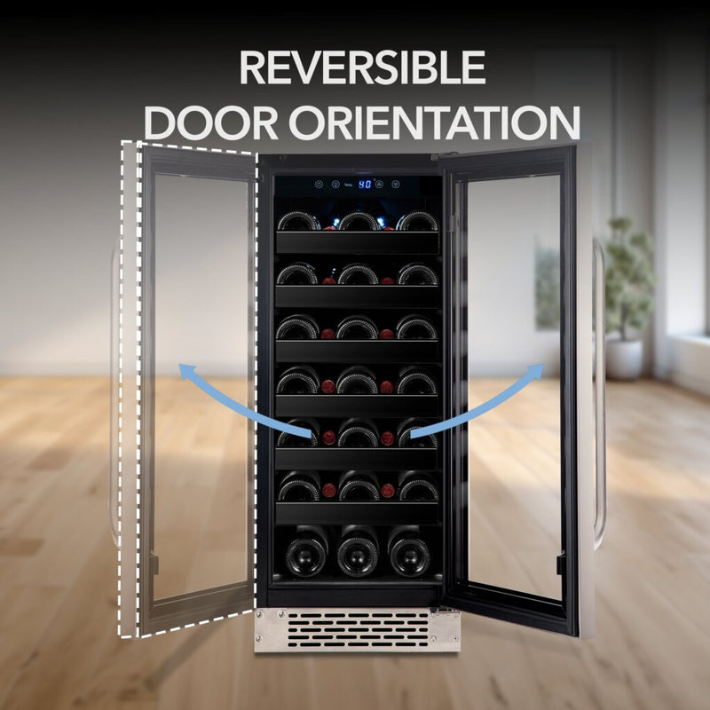 Whynter BWR‑308SB 15″ Built‑In/Undercounter 33‑Bottle Wine Refrigerator – Stainless Steel Trim, Digital Control & Lock Whynter