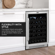 Whynter BWR‑408SB 24″ Built‑In/Undercounter 46‑Bottle Wine Refrigerator – Stainless Steel Trim, Digital Control & Lock Whynter