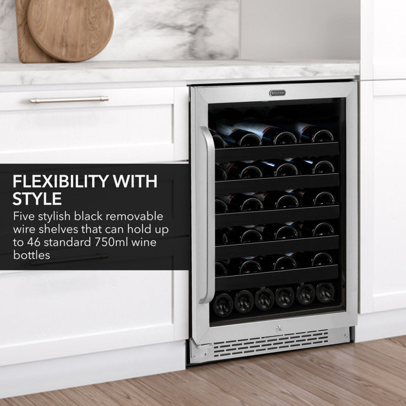 Whynter BWR‑408SB 24″ Built‑In/Undercounter 46‑Bottle Wine Refrigerator – Stainless Steel Trim, Digital Control & Lock Whynter
