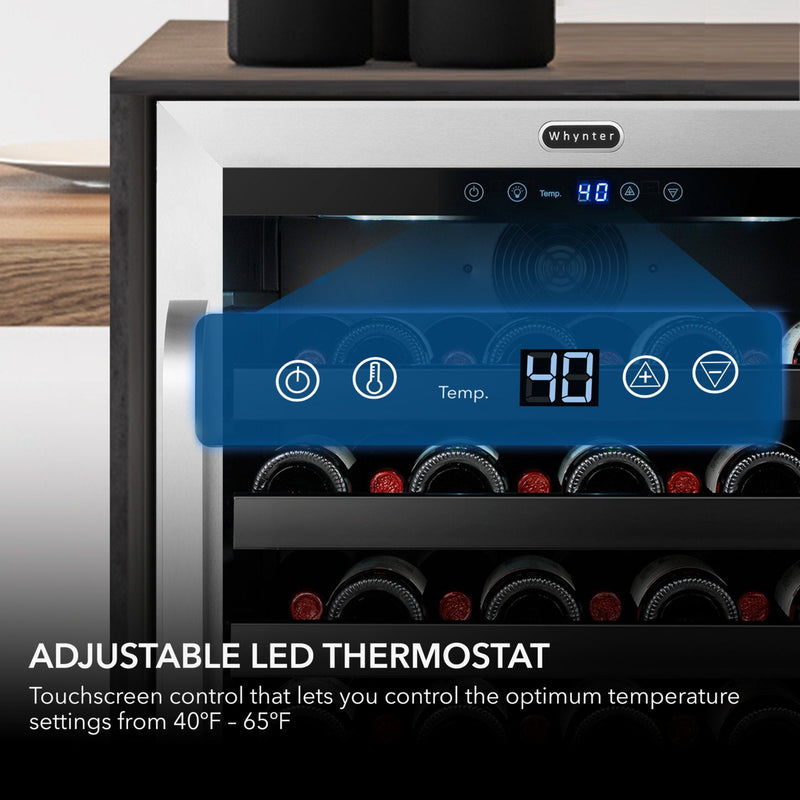 Whynter BWR‑408SB 24″ Built‑In/Undercounter 46‑Bottle Wine Refrigerator – Stainless Steel Trim, Digital Control & Lock Whynter