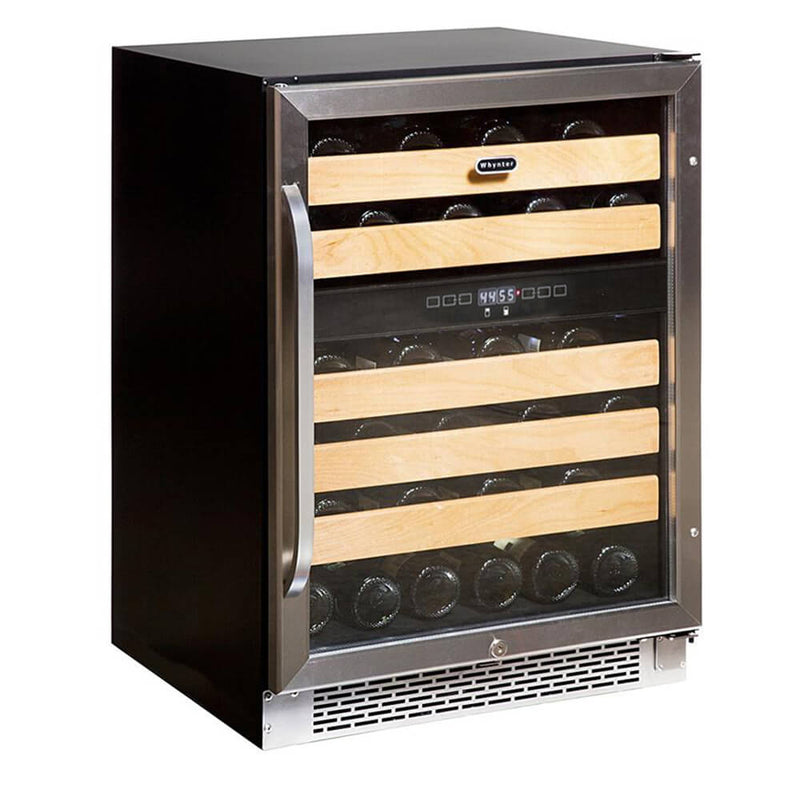 Whynter BWR‑462DZ 46‑Bottle Dual‑Zone Built‑In Wine Refrigerator – 24″ Width, Stainless Steel Trim Whynter