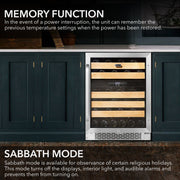 Whynter BWR‑462DZ 46‑Bottle Dual‑Zone Built‑In Wine Refrigerator – 24″ Width, Stainless Steel Trim Whynter