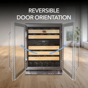 Whynter BWR‑462DZ 46‑Bottle Dual‑Zone Built‑In Wine Refrigerator – 24″ Width, Stainless Steel Trim Whynter