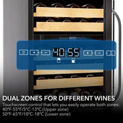 Whynter BWR‑462DZ 46‑Bottle Dual‑Zone Built‑In Wine Refrigerator – 24″ Width, Stainless Steel Trim Whynter