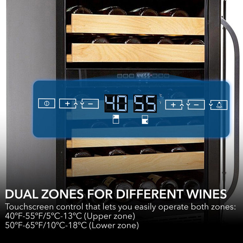 Whynter BWR‑462DZ 46‑Bottle Dual‑Zone Built‑In Wine Refrigerator – 24″ Width, Stainless Steel Trim Whynter