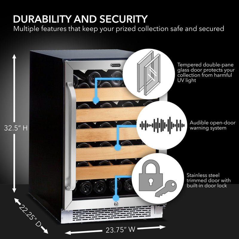 Whynter BWR‑541STS 24″ Built‑In/Undercounter 54‑Bottle Wine Refrigerator – Stainless Steel Trim Whynter