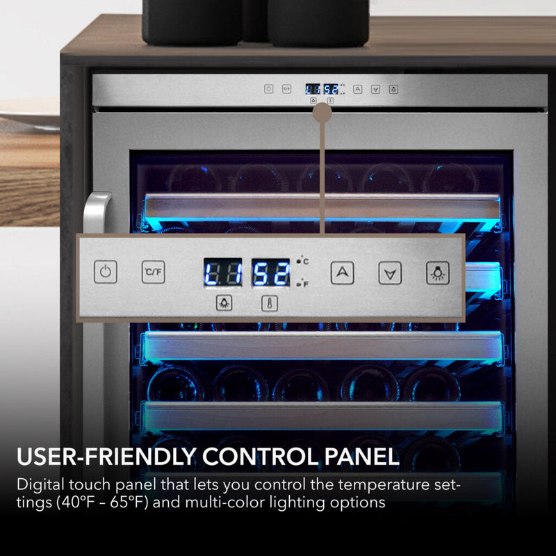 Whynter BWR‑545XS 54‑Bottle Built‑In/Undercounter Wine Refrigerator – Spectrum Lightshow, Stainless Steel Trim Whynter