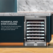 Whynter BWR‑545XS 54‑Bottle Built‑In/Undercounter Wine Refrigerator – Spectrum Lightshow, Stainless Steel Trim Whynter