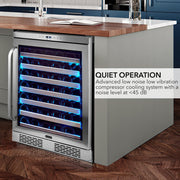 Whynter BWR‑545XS 54‑Bottle Built‑In/Undercounter Wine Refrigerator – Spectrum Lightshow, Stainless Steel Trim Whynter
