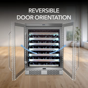 Whynter BWR‑545XS 54‑Bottle Built‑In/Undercounter Wine Refrigerator – Spectrum Lightshow, Stainless Steel Trim Whynter