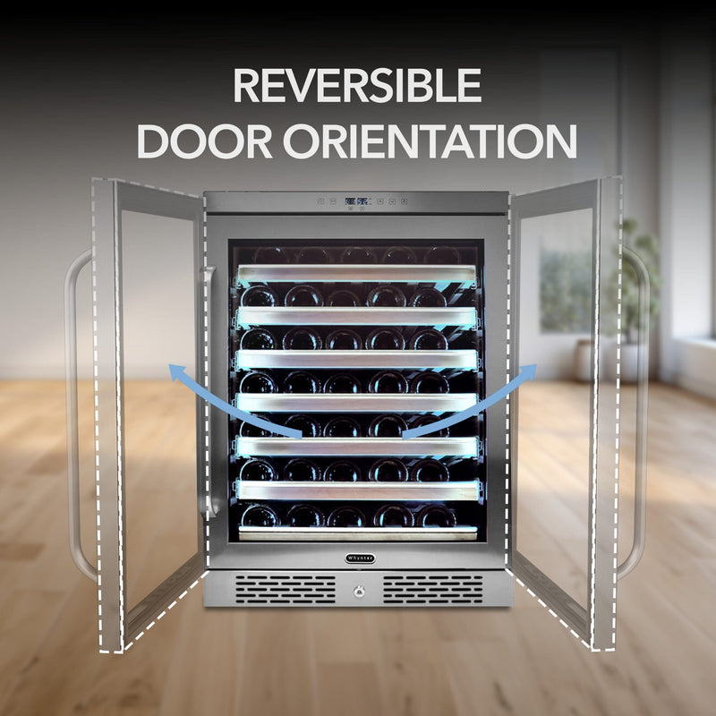 Whynter BWR‑545XS 54‑Bottle Built‑In/Undercounter Wine Refrigerator – Spectrum Lightshow, Stainless Steel Trim Whynter