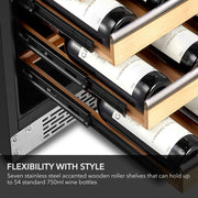Whynter BWR‑545XS 54‑Bottle Built‑In/Undercounter Wine Refrigerator – Spectrum Lightshow, Stainless Steel Trim Whynter