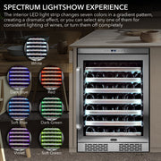 Whynter BWR‑545XS 54‑Bottle Built‑In/Undercounter Wine Refrigerator – Spectrum Lightshow, Stainless Steel Trim Whynter
