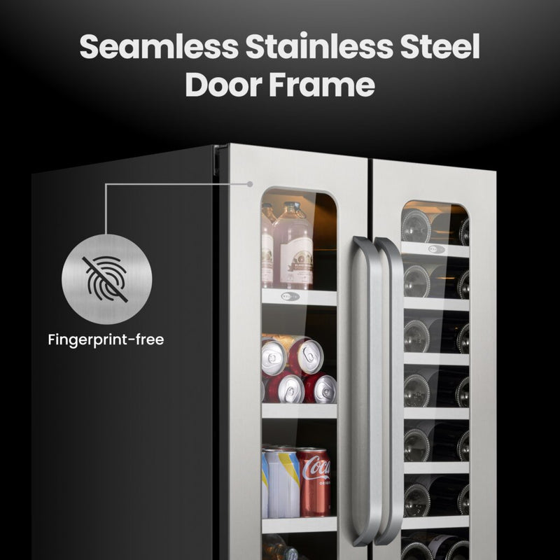 Whynter BSR-6020FDS 24” Built-In Dual Zone Wine & Beverage Refrigerator – 20 Bottles & 76 Cans, Stainless Steel Undercounter Fridge with Digital Control & Lock Whynter