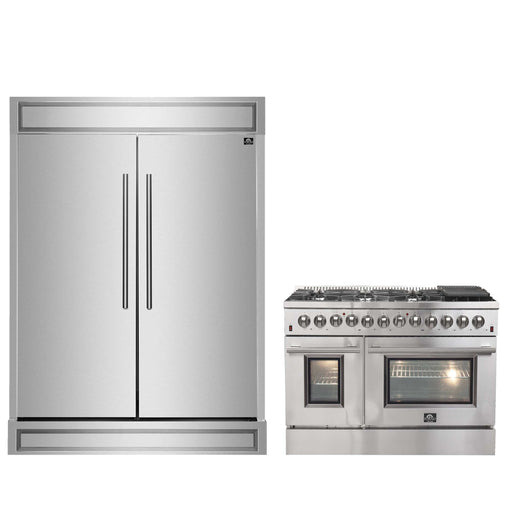 FORNO Premium 2-Piece Kitchen Bundle - Galiano 48" Stainless Steel Range, Forno Maderno 2-28 " Wide Units with Decorative Trim, FBDL-017-03CAUS FORNO
