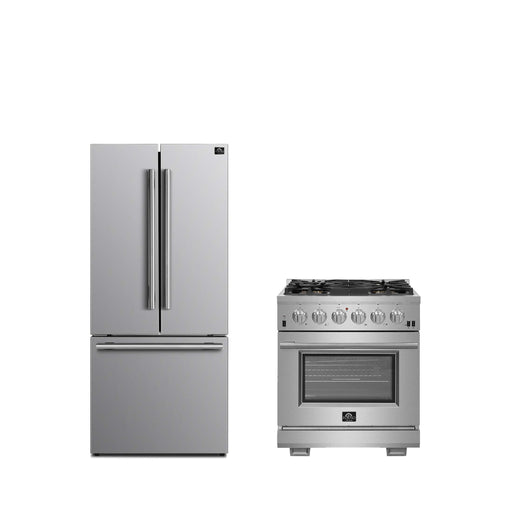 FORNO Premium 2-Piece Kitchen Bundle - 30" Gas Range and 30" Refrigerator with Ice Maker, FBDL-019-01CAUS FORNO