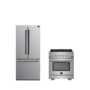 FORNO Premium 2-Piece Kitchen Bundle - 30" Gas Range and 30" Refrigerator with Ice Maker, FBDL-019-01CAUS FORNO
