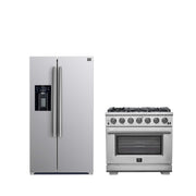 FORNO Premium 2-Piece Kitchen Bundle -36" Gas Range and 36" Refrigerator with Ice Maker, FBDL-019-02CAUS FORNO