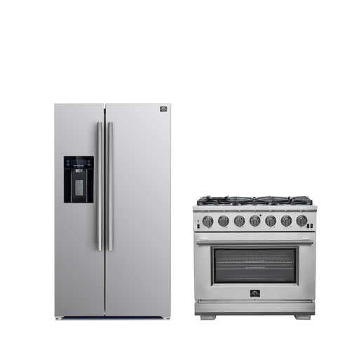 FORNO Premium 2-Piece Kitchen Bundle -36" Gas Range and 36" Refrigerator with Ice Maker, FBDL-019-02CAUS FORNO