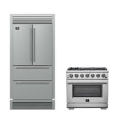 FORNO Premium 2-Piece Kitchen Bundle - 36" Gas Range and 36" Refrigerator with Ice Maker and Grill Trim, FBDL-019-03CAUS FORNO