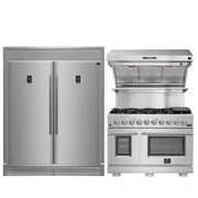 FORNO Premium 3-Piece Kitchen Bundle - 48 Inch Pro Gas Range, Wall Mount Range Hood, Refrigerator, FBDL-019-05US FORNO