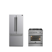 FORNO Premium 2-Piece Kitchen Bundle -30" Gas Range with Griddle and 30" Refrigerator with Ice Maker, FBDL-020-01-CAUS FORNO