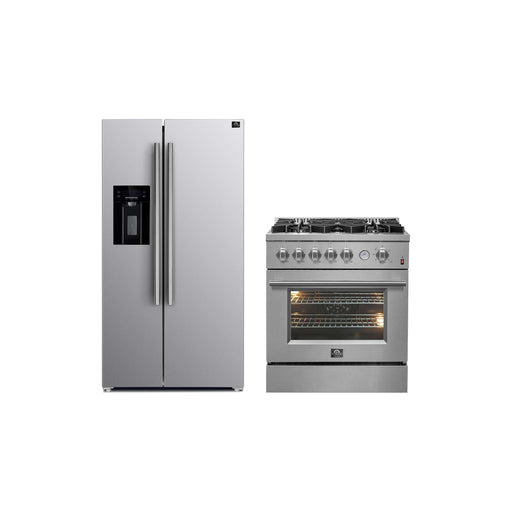 FORNO Premium 2-Piece Kitchen Bundle - 30" Gas Range with Griddle and 36" Refrigerator with Ice Maker, FBDL-020-03-CAUS FORNO