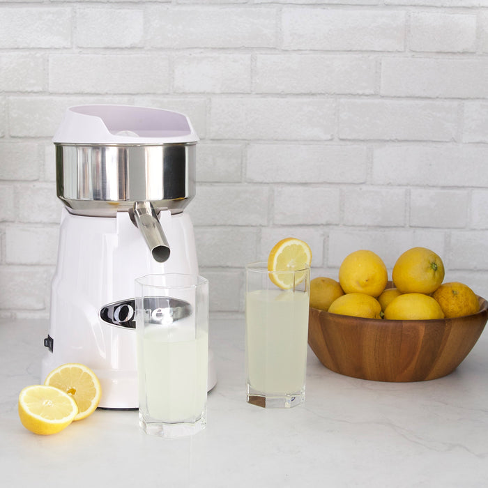 Omega C-10W Single Speed Citrus Juicer - White | 150 RPM Commercial Grade