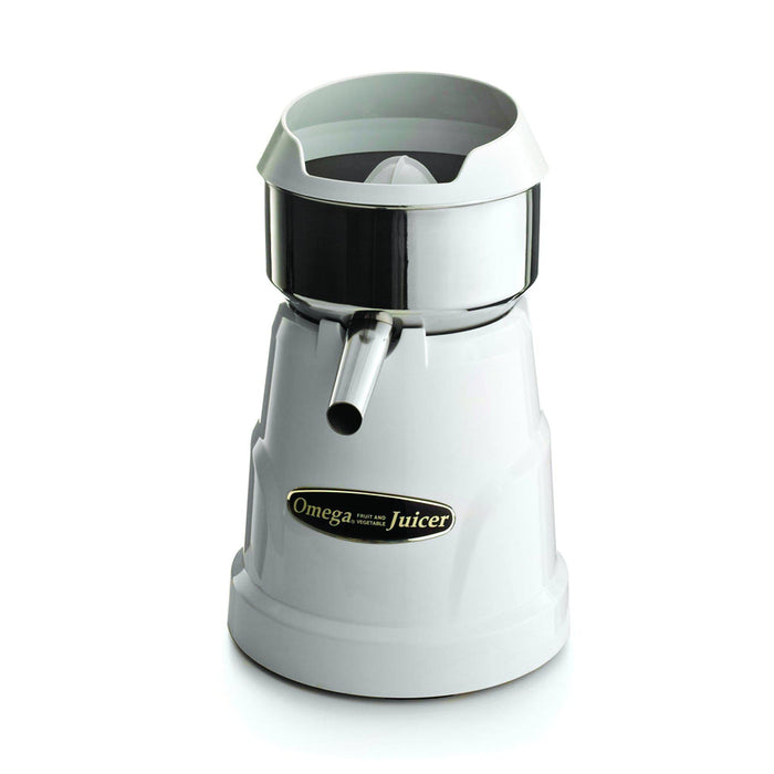 Omega C-10W Single Speed Citrus Juicer - White | 150 RPM Commercial Grade