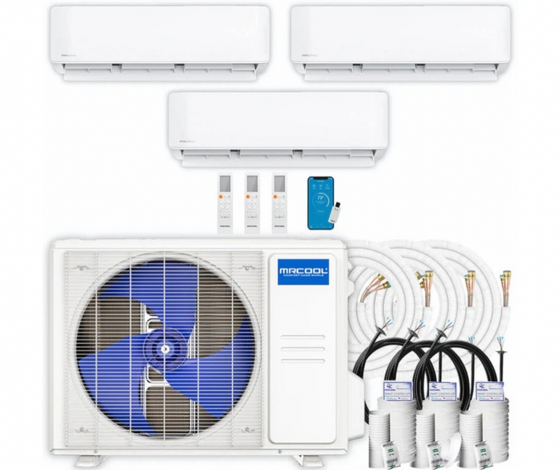 MRCOOL® 27K 4-Zone DIY® Mini Split System with two 6K + 9k Air Handlers & 16ft QuickConnect® Line Sets- R-454B- DIYM327HPW01D00