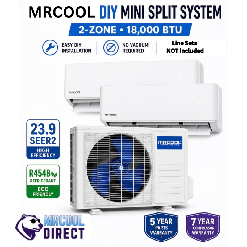 MRCOOL® DIY® 5th Gen Multi-Zone 2-Zone 18,000 BTU 24 SEER2 (9K + 9K) Ductless Mini-Split Air Conditioner and Heat Pump (Line Sets NOT Included) MRCOOL®
