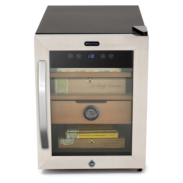 Whynter - 1.2 cu. ft. Stainless Steel Digital Control and Display Cigar Humidor with Spanish Cedar Shelves | CHC-123DS