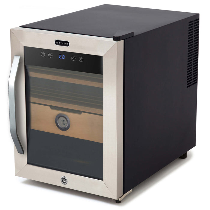 Whynter - 1.2 cu. ft. Stainless Steel Digital Control and Display Cigar Humidor with Spanish Cedar Shelves | CHC-123DS