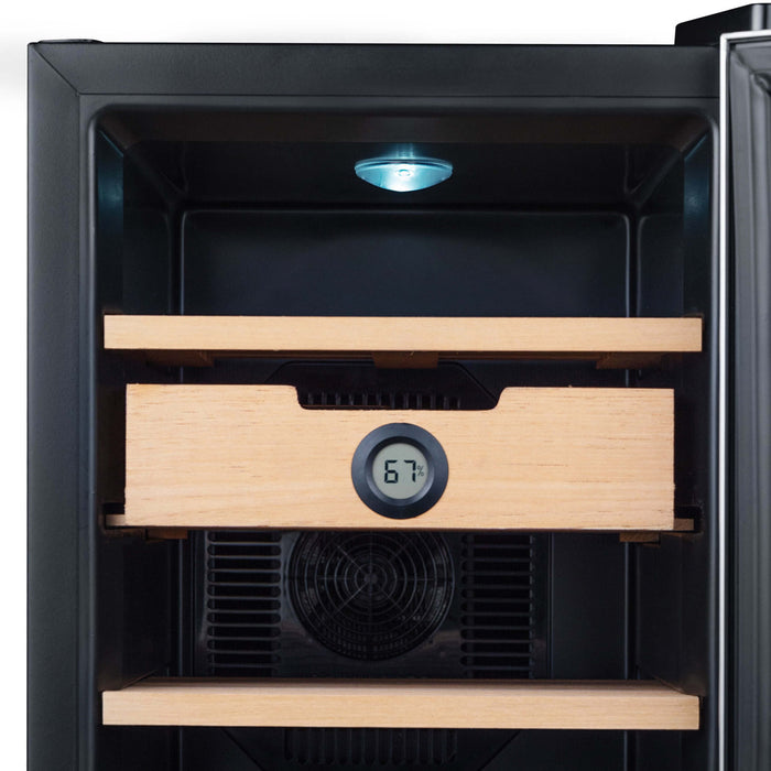 Whynter - 1.2 cu. ft. Stainless Steel Digital Control and Display Cigar Humidor with Spanish Cedar Shelves | CHC-123DS