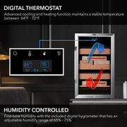 Whynter CHC‑421HC 4.2 cu ft Cigar Cabinet Cooler & Humidor – Holds 650+ Cigars, Temperature & Humidity Control Whynter
