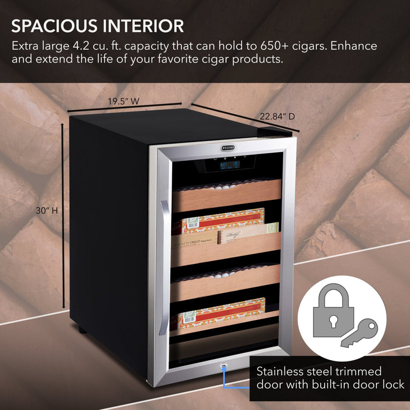 Whynter CHC‑421HC 4.2 cu ft Cigar Cabinet Cooler & Humidor – Holds 650+ Cigars, Temperature & Humidity Control Whynter
