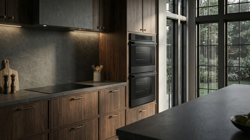 30" Double Wall Oven in Black Stainless Steel Induction Hardware