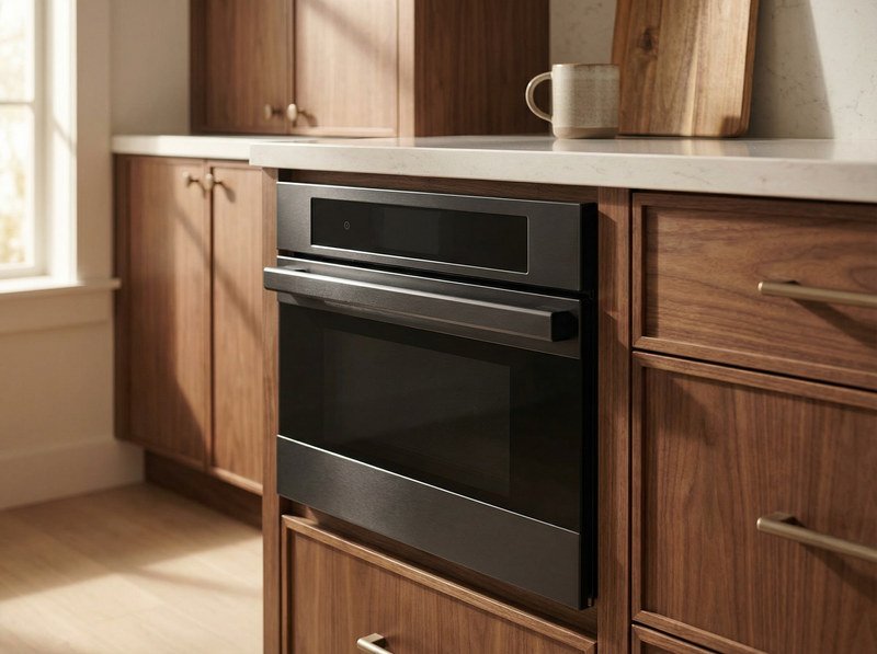 24" Smart Drawer Microwave in Black Stainless Steel Induction Hardware