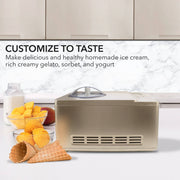 Whynter ICM-220CGY 2 qt. Automatic Ice Cream Maker Compressor Upright w/ Stainless Steel Bowl & Built-in Timer - Champagne Gold Whynter