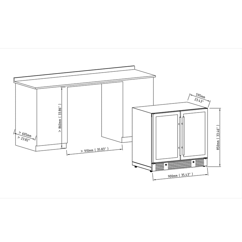 36-inch Beer and Wine Cooler Combination with Low-E Glass Door KingsBottle.com