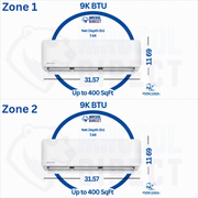 MRCOOL® DIY® 5th Gen 2-Zone 18,000 BTU Ductless Mini Split Air Conditioner & Heat Pump with (16ft+25ft) Pre-Charged Line Sets (9K+9K)- DIYM218HPW03D01 MRCOOL®