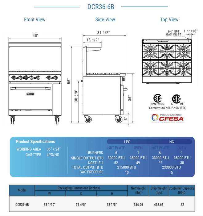 Dukers Gas Oven Range