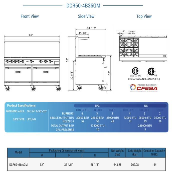 Dukers Gas Oven Range